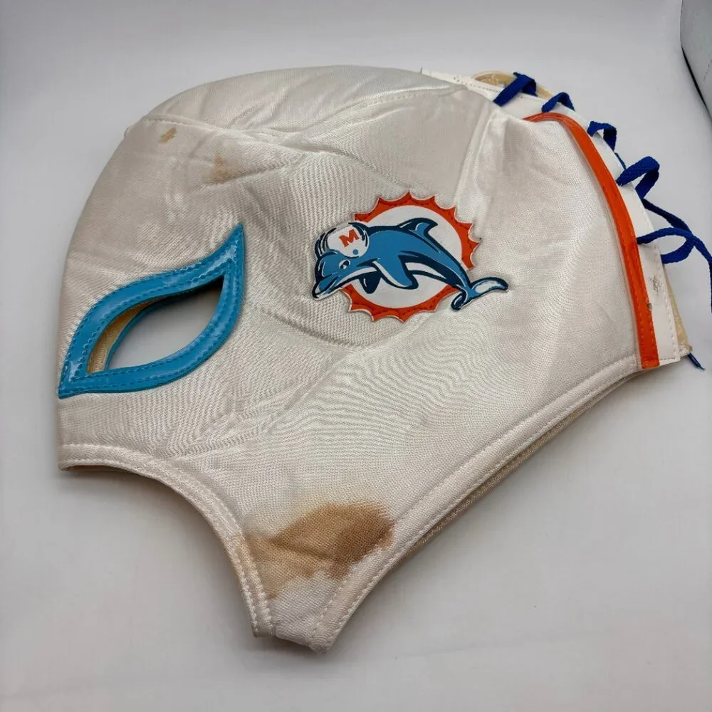 NFL Miami Dolphins Logo Football Team Wrestling Mask with Flaws